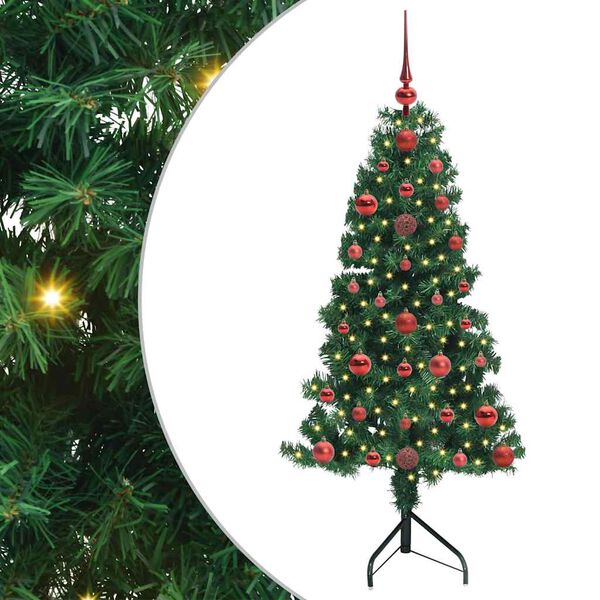 vidaXL Arbre de No&euml;l artificiel d'angle Vert 120 cm PVC et m&eacute;tal