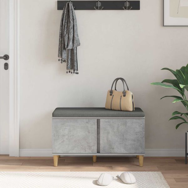 vidaXL Banc d'entr&eacute;e avec coussin Gris b&eacute;ton 80 x 38 x 46 cm