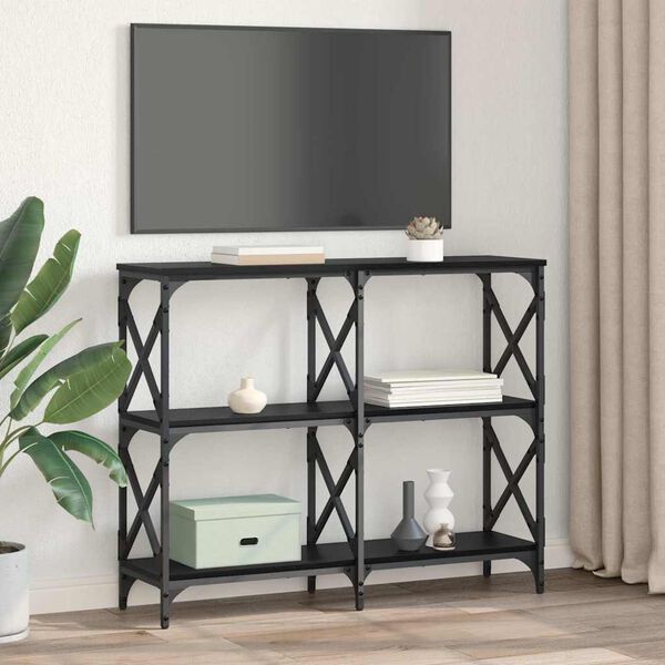 vidaXL Table console Ch&ecirc;ne noir 100 x 28 x 80,5 cm Bois d'ing&eacute;nierie
