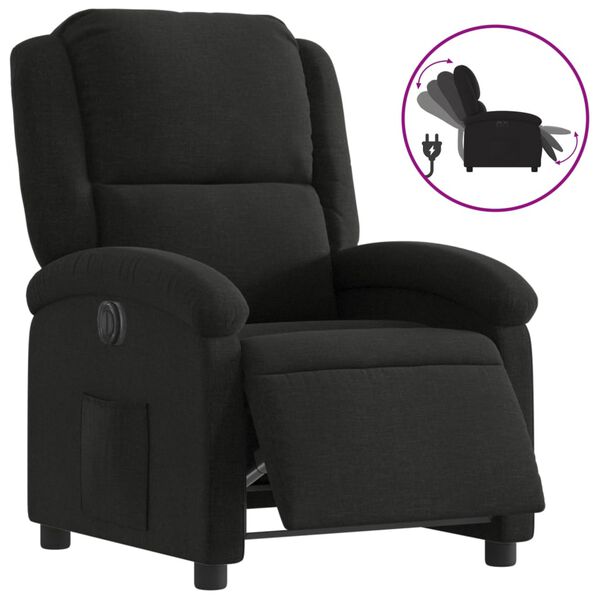 vidaXL Fauteuil inclinable &eacute;lectrique Noir Tissu