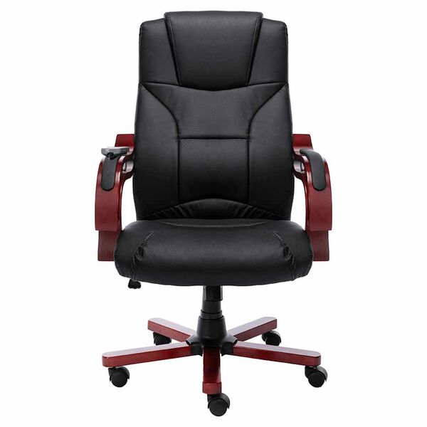 vidaXL Chaise de bureau de massage Noir Cuir v&eacute;ritable