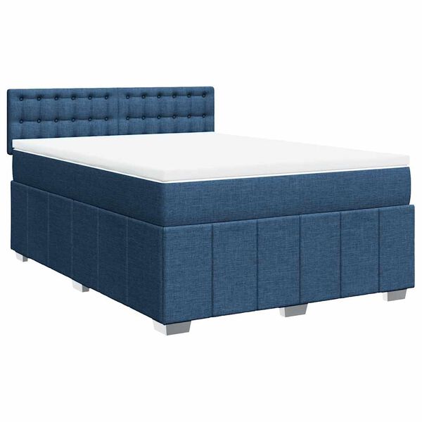 vidaXL Sommier &agrave; lattes de lit avec matelas Bleu 140x190 cm Tissu