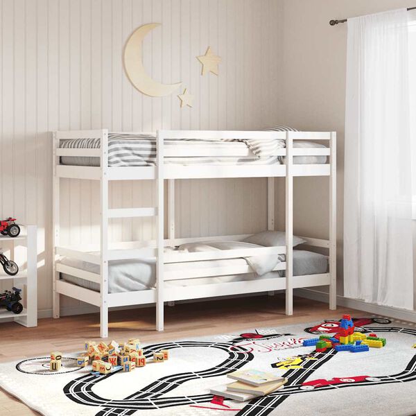 vidaXL Lit superpos&eacute; sans matelas blanc 90x200 cm bois de pin massif