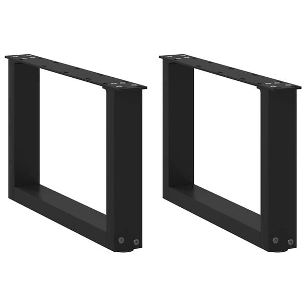 vidaXL Pieds de table basse en U, 2 pi&egrave;ces, noir, 50 x (30-31) cm, acier