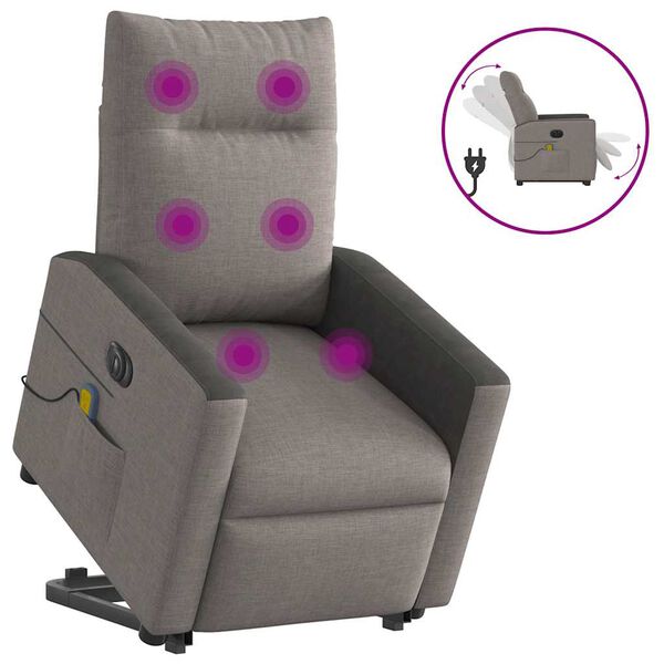 vidaXL Fauteuil inclinable de massage &eacute;lectrique Taupe Tissu