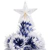 vidaXL Arbre de Noël artificiel pré-éclairé blanc/bleu fibre optique
