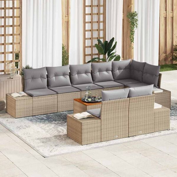 vidaXL Ensemble de canap&eacute; de jardin 9 pcs beige et gris clair