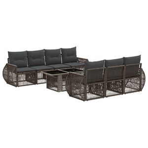 vidaXL Ensemble de canap&eacute; de jardin 8 pc Gris et Gris fonc&eacute; polyrotin