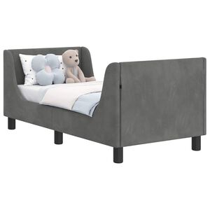 vidaXL Cadre de lit pour tout-petit avec t&ecirc;te de lit Gris fonc&eacute;