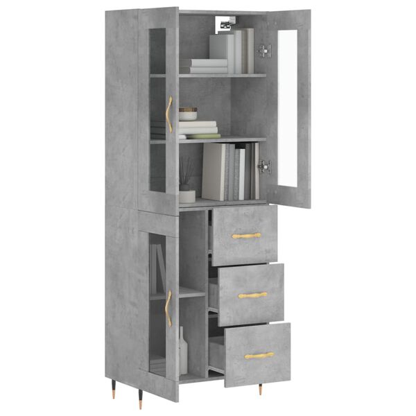vidaXL Buffet haut Gris b&eacute;ton 69,5x34x180 cm Bois d'ing&eacute;nierie