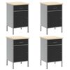 vidaXL Placard de travail 10 pcs Noir Bois d'ing&eacute;nierie et acier