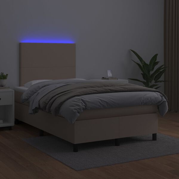 vidaXL Sommier &agrave; lattes de lit avec matelas LED Cappuccino 120x200 cm