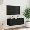 vidaXL Meuble TV mural avec lumi&egrave;res LED noir 80x35x31 cm