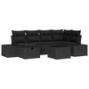 vidaXL Ensemble de canap&eacute; de jardin avec coussin 7 pcs Noir polyrotin