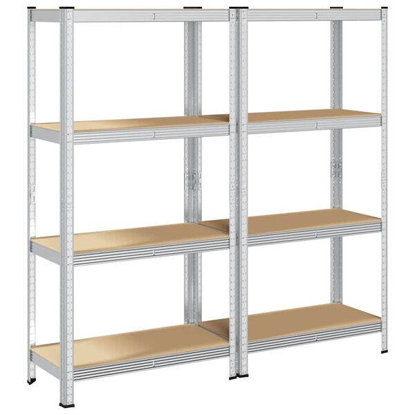 vidaXL &Eacute;tag&egrave;res de rangement &agrave; 4 niveaux 2 pcs acier bois d'ing&eacute;nierie
