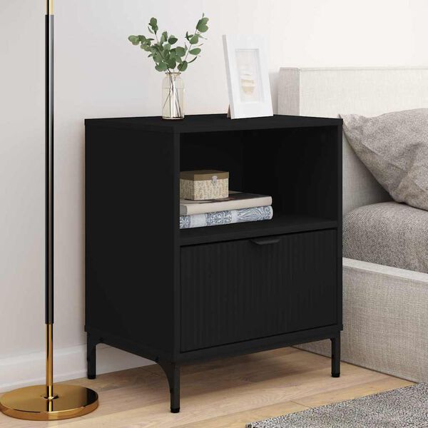 vidaXL Cabinet de chevet 2 pcs Noir 49 x 36 x 61 cm Bois d'ing&eacute;nierie