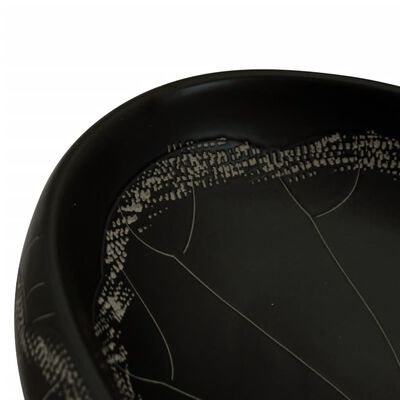 vidaXL Vasque à poser noir ovale 59x40x15 cm céramique