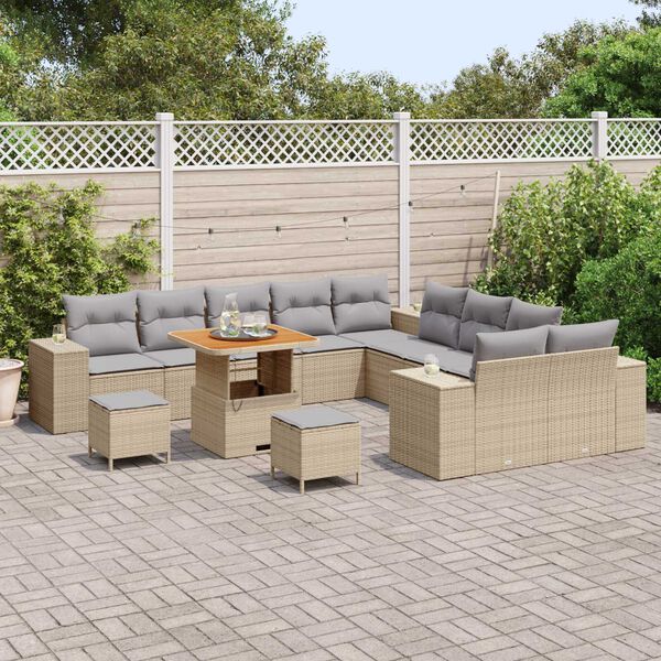 vidaXL Ensemble de canap&eacute; de jardin 13 pcs Beige et Gris clair