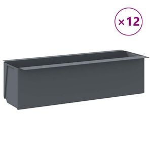 vidaXL Bo&icirc;tes &agrave; fleurs pour palettes euro 12 pcs Gris 36x13,5x9,5cm PP