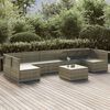 vidaXL Salon de jardin 8 pcs avec coussins Gris R&eacute;sine tress&eacute;e