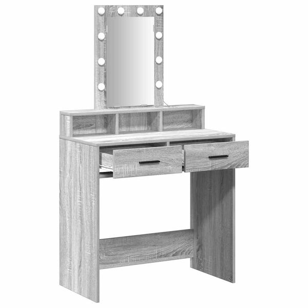 vidaXL Table de Toilette Gris 79 x 41 x 140 cm Bois d'ing&eacute;nierie