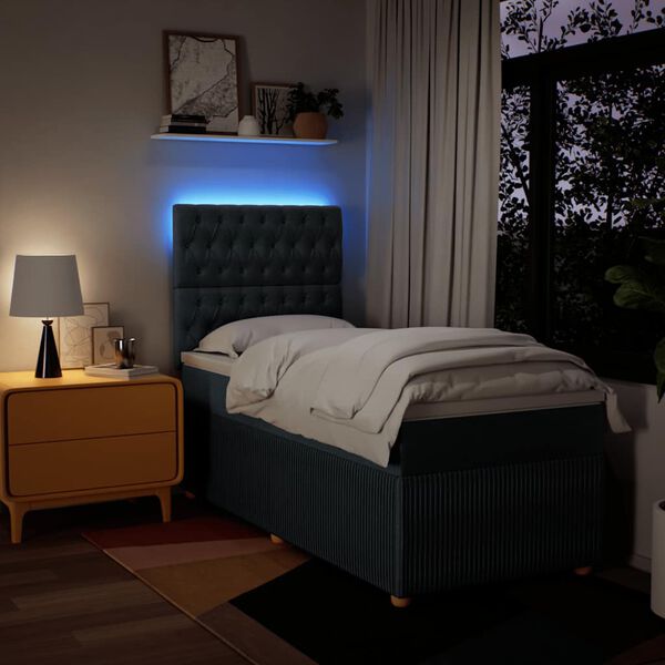 vidaXL Sommier &agrave; lattes de lit avec matelas Bleu 100x200 cm Tissu