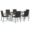vidaXL Ensemble &agrave; manger de jardin 7 pcs noir textil&egrave;ne et acier