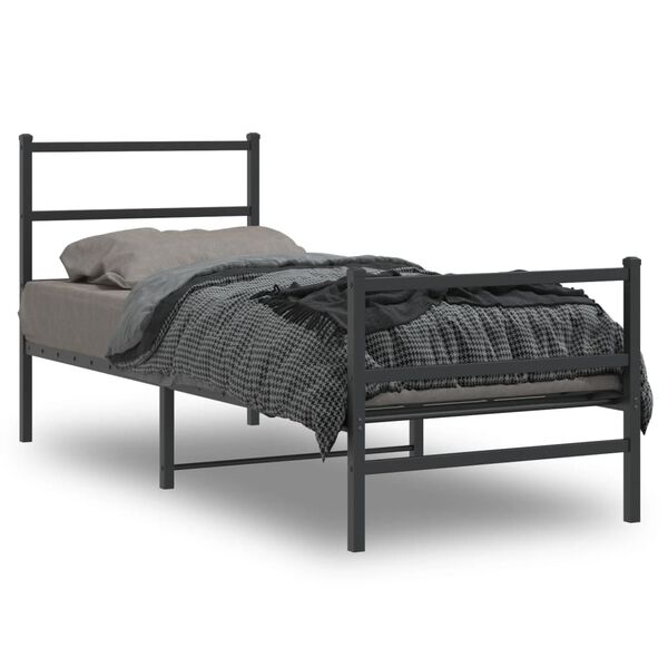 vidaXL Cadre de lit métal sans matelas avec pied de lit noir 80x200 cm