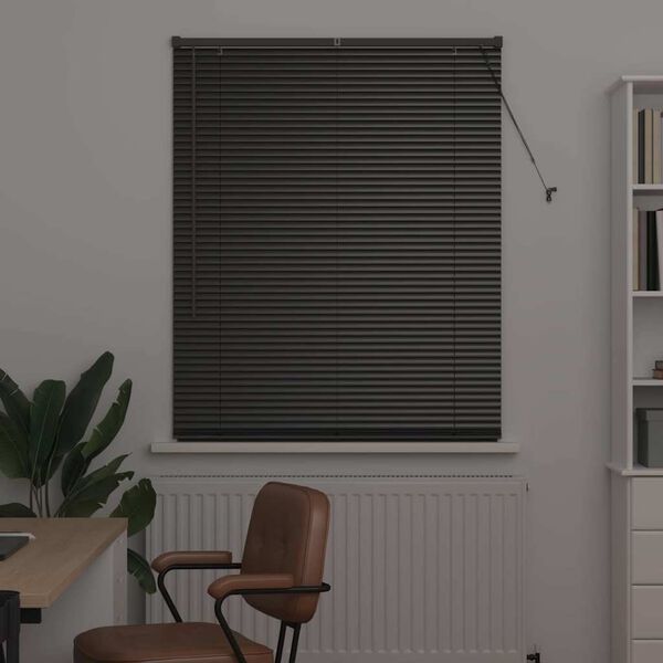 vidaXL Store de Fen&ecirc;tre avec des rideaux Noir Aluminium