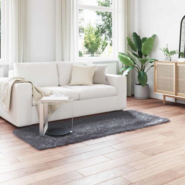 vidaXL Tapis en fausse Tafalla Anthracite 100 x 200 cm Polyester