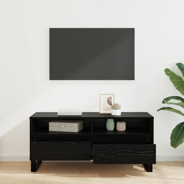 vidaXL Meuble TV avec tiroir Ch&ecirc;ne noir 100 x 34,5 x 44,5 cm