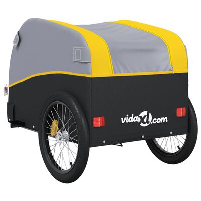 vidaXL Remorque de vélo noir et jaune 30 kg fer