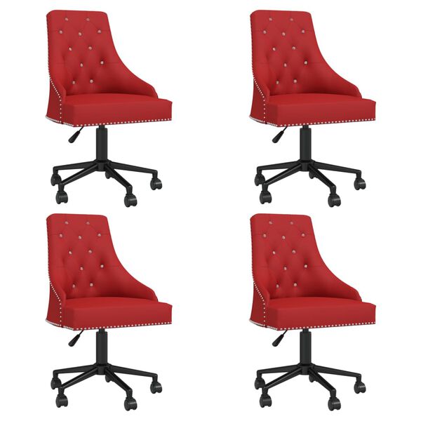 vidaXL Chaises &agrave; manger pivotantes lot de 4 rouge bordeaux velours