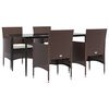 vidaXL Ensemble &agrave; manger de jardin coussins 5 pcs Marron/noir