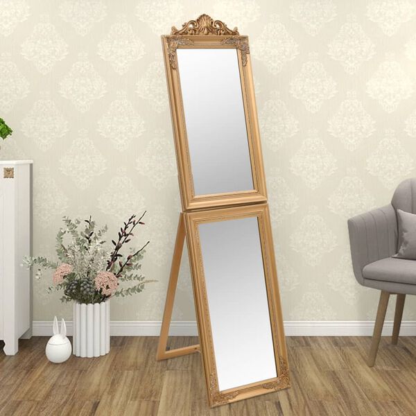 vidaXL Miroir sur pied Dor&eacute; 50x200 cm