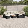 vidaXL Salon de jardin 10 pcs avec coussins noir r&eacute;sine tress&eacute;e