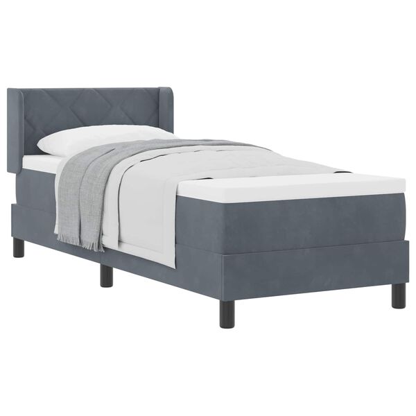 vidaXL Lit &agrave; ressorts avec matelas Gris fonc&eacute; 200 x 80 cm Velours