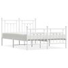 vidaXL Cadre de lit m&eacute;tal sans matelas et pied de lit blanc 140x200 cm
