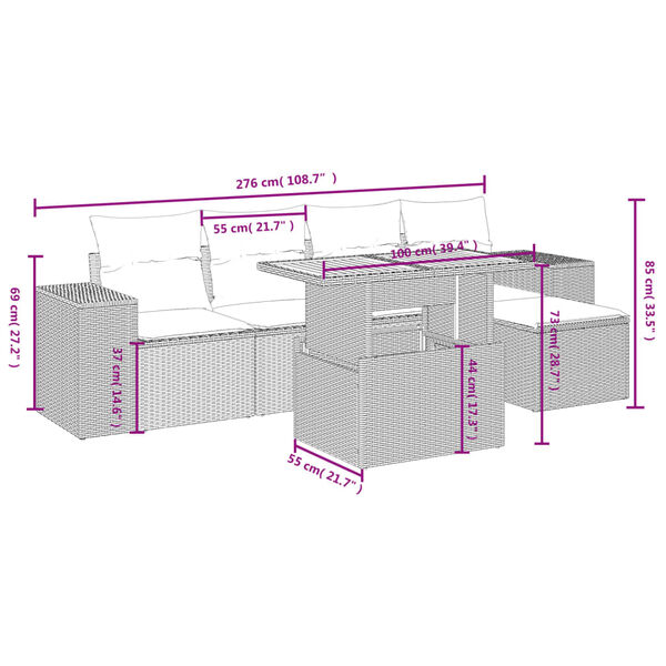 vidaXL Salon de jardin 6 pcs avec coussins gris r&eacute;sine tress&eacute;e