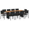 vidaXL Ensemble de salle &agrave; manger pour jardin 11 pc Noir polyrotin