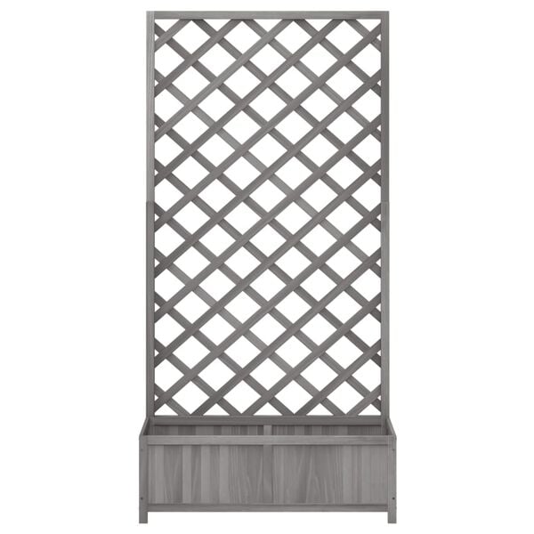 vidaXL Jardini&egrave;re avec treillis gris bois massif de sapin