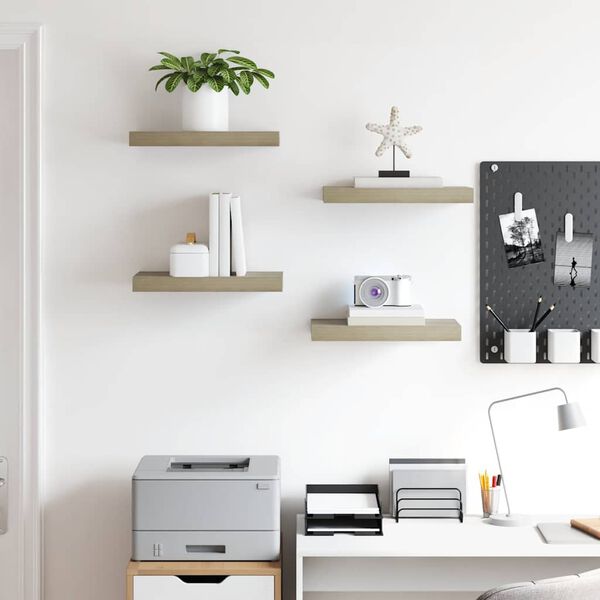 vidaXL &Eacute;tag&egrave;res murales flottantes 4 pcs ch&ecirc;ne 40x23x3,8 cm MDF