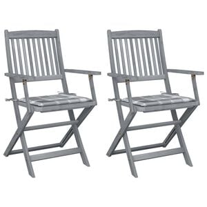 vidaXL Chaises pliables d'ext&eacute;rieur lot de 2 et coussins Bois d'acacia
