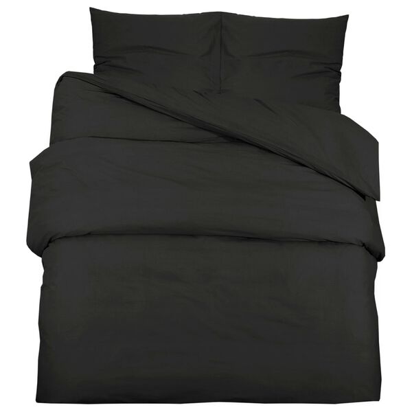 vidaXL Ensemble de housse de couette Noir 140x200 cm Microfibre l&eacute;g&egrave;re