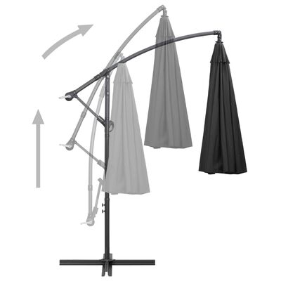 vidaXL Parasol suspendu avec poteau anthracite 3 m