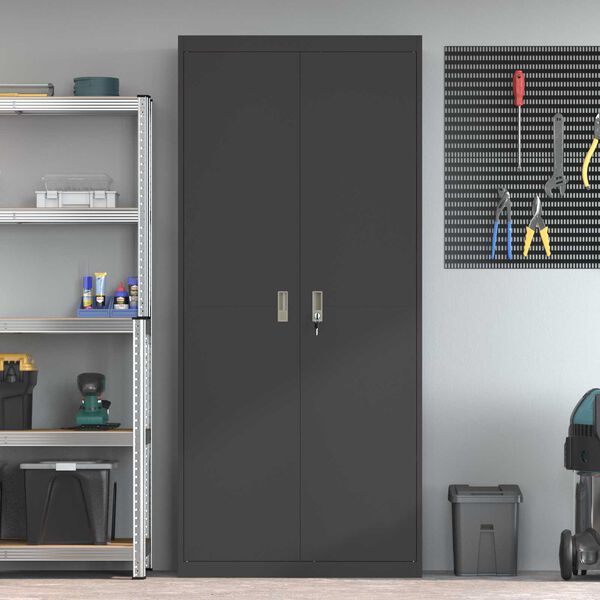 vidaXL Armoire de rangement 2 pcs Noir 90 x 40 x 200 cm Acier