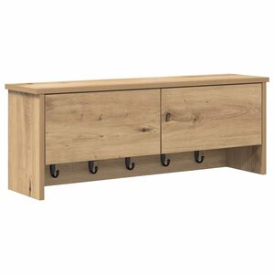 vidaXL Porte-manteau mural avec porte Ch&ecirc;ne artisanal 80 x 20 x 30 cm