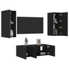 vidaXL Unit&eacute;s murales TV avec LED 4 pcs noir bois d'ing&eacute;nierie