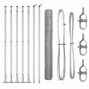 vidaXL Cl&ocirc;ture hexagonale avec base en b&eacute;ton 10 x 1,2 m Argent&eacute; Maille