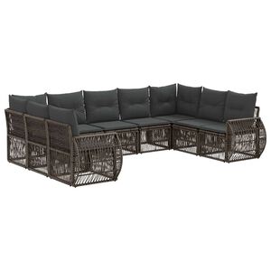 vidaXL Ensemble de canap&eacute; de jardin 9 pc Gris et Gris fonc&eacute; polyrotin